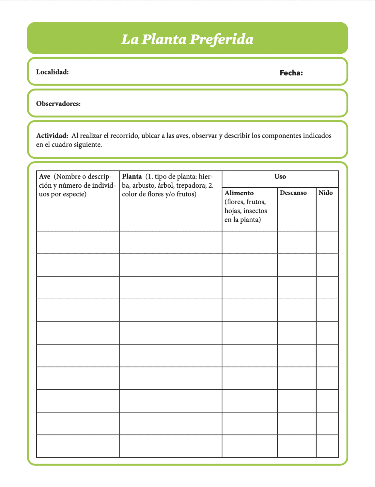 My preferred plant (in Spanish) Educational and Outreach Initiatives